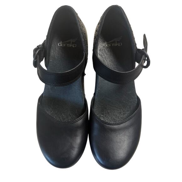 Dansko Black Leather Clogs with Strap - Picture 7 of 16